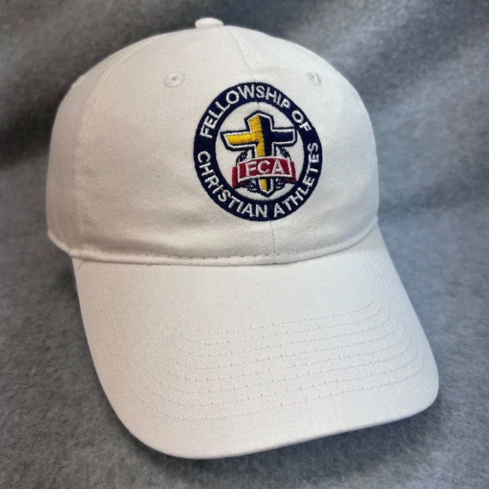 FCA Logo Mens White Fellowship of Christian Athletes Baseball Hat Adjustable OS